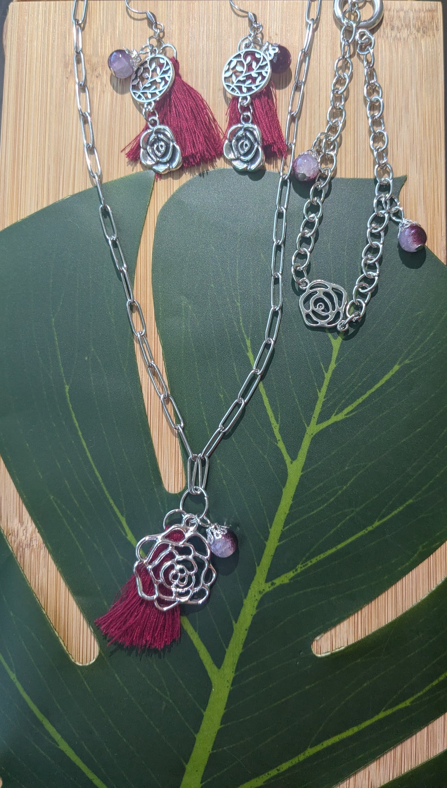 Chain necklace, bracelet, earring set