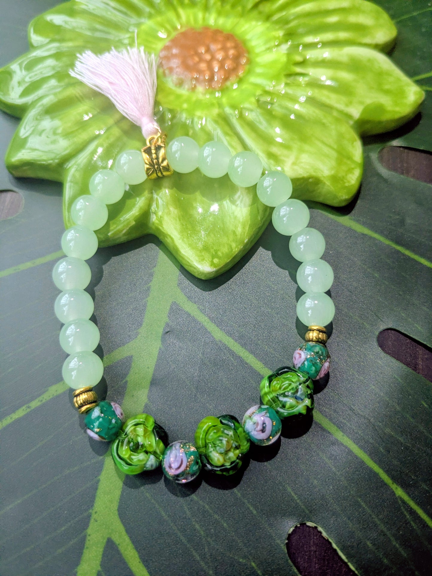 Beaded breacelet with tassel