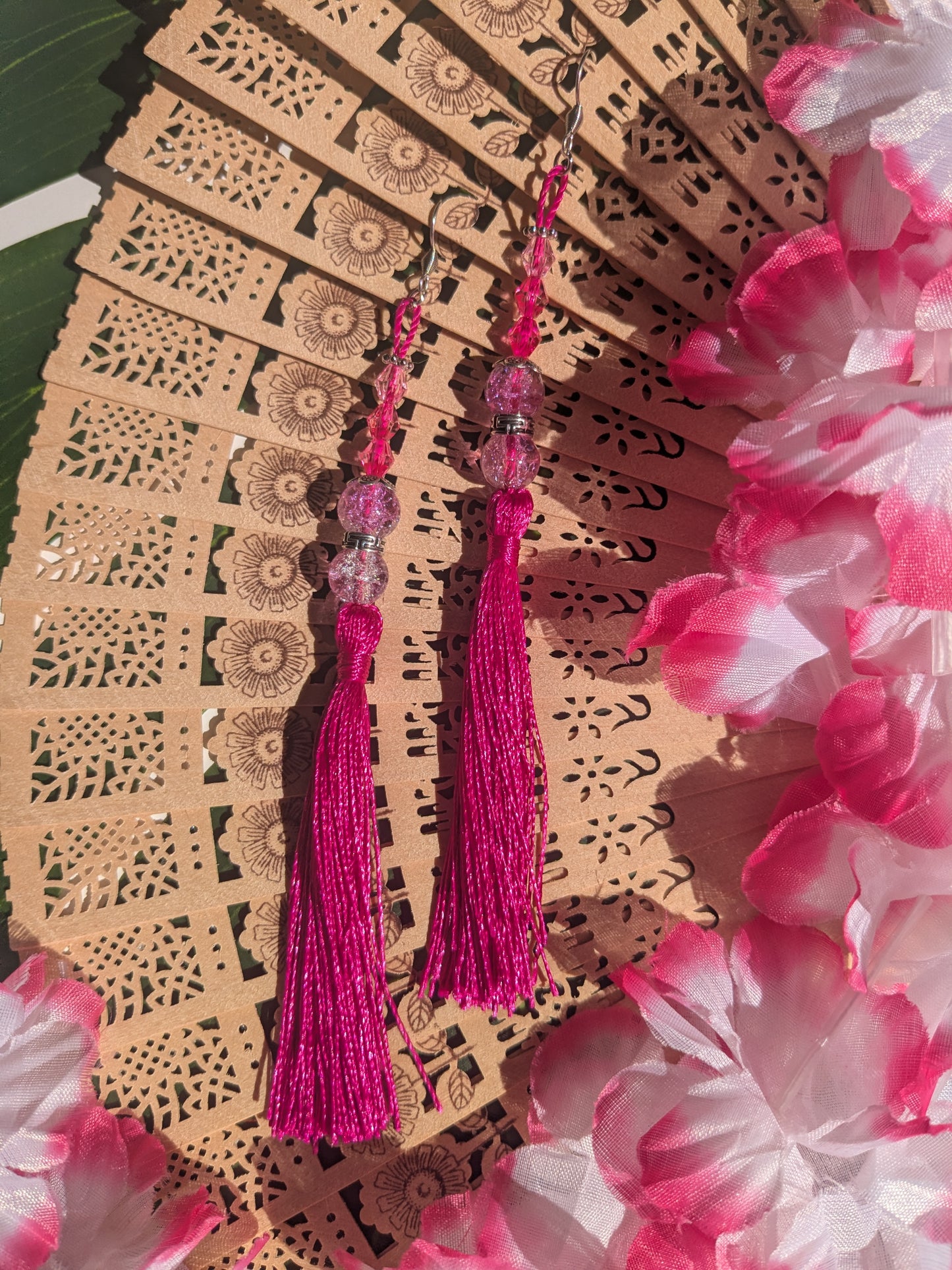 Earring with tassel and beads