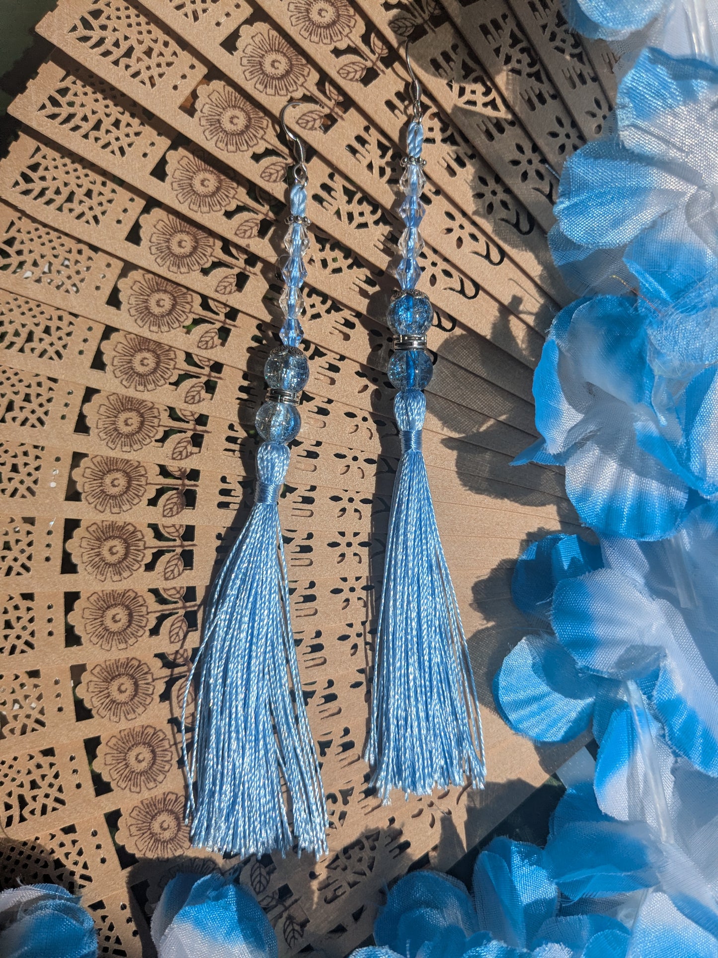 Earring with tassel and beads