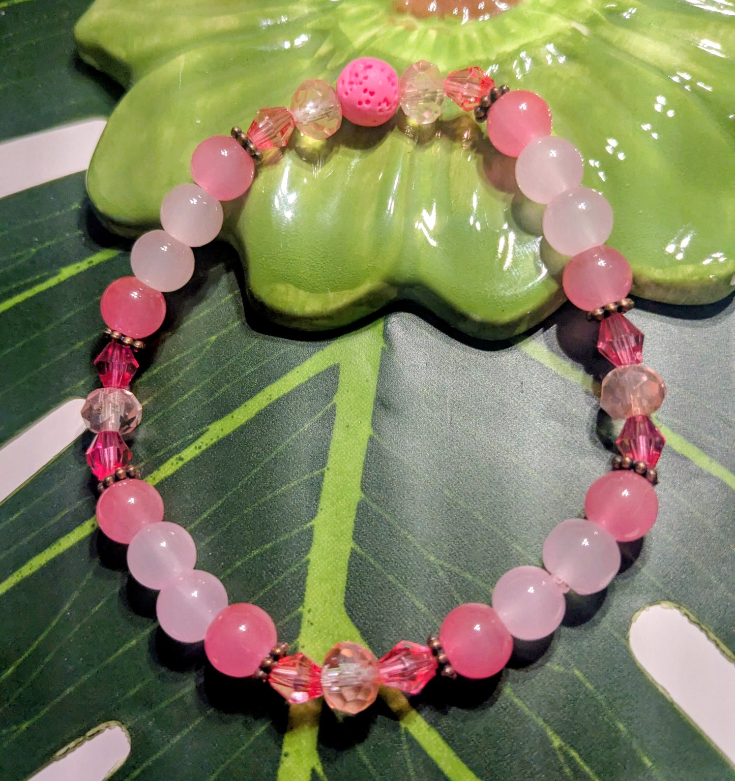 Beaded bracelet with lava rock
