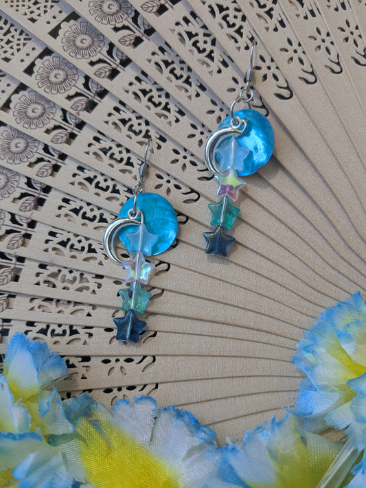 Earring with beads and shell