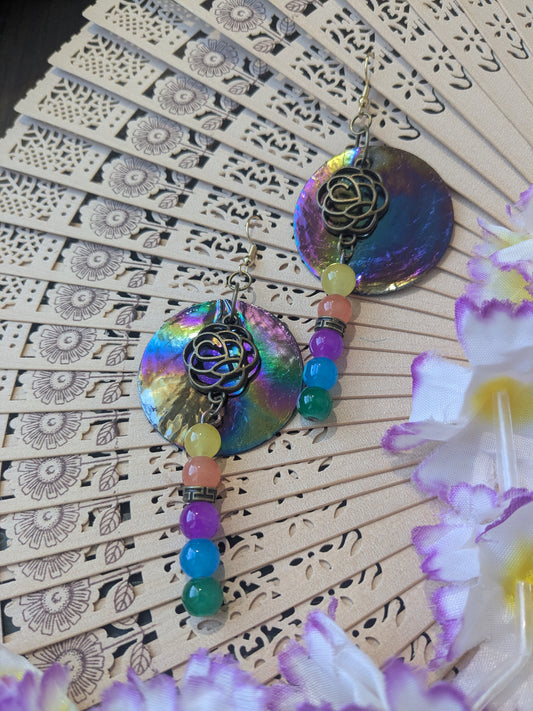 Earring with beads and shell