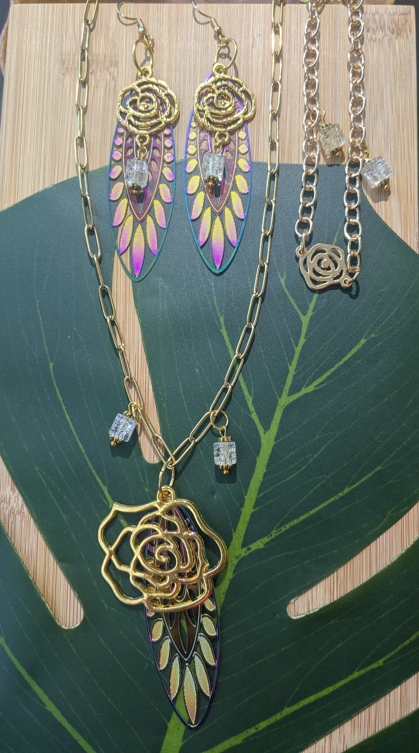 Chain necklace, bracelet, earring set