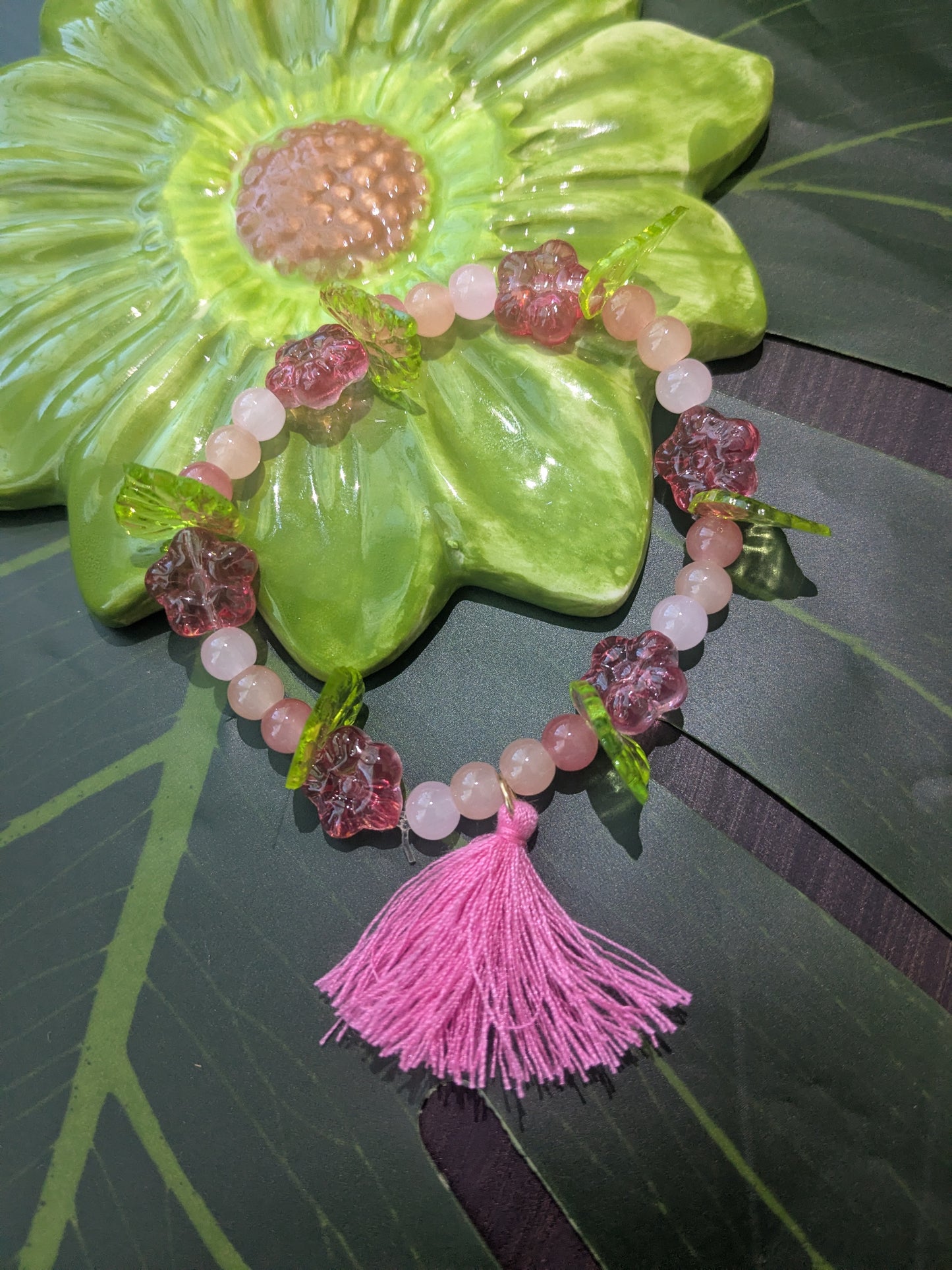 Beaded bracelet with tassel