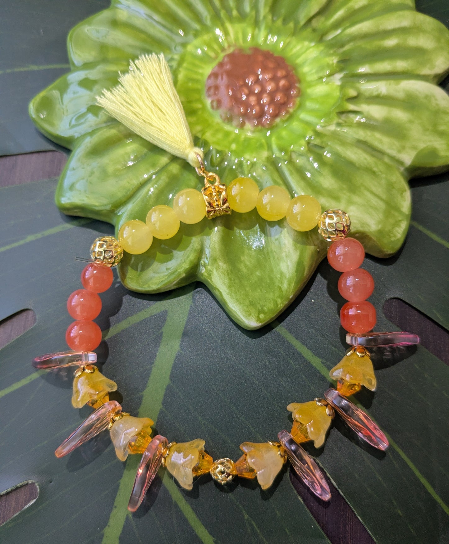 Beaded flower bracelet