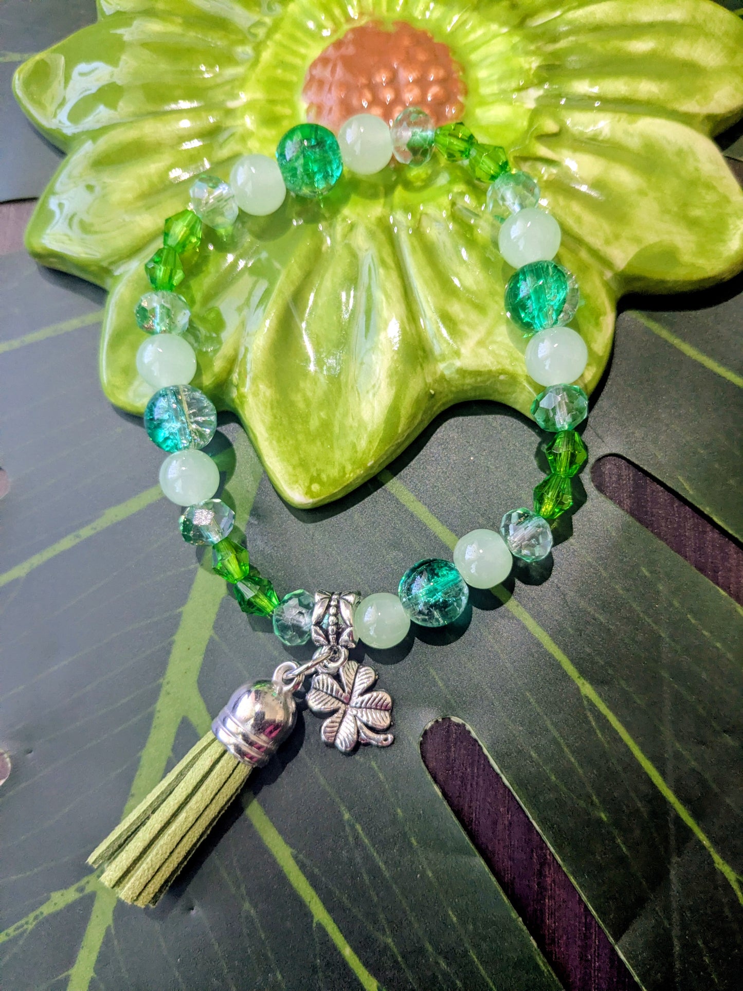 Beaded bracelet with charms