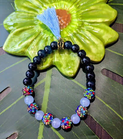 6 colors - Beaded bracelets with tassel and rhinestones