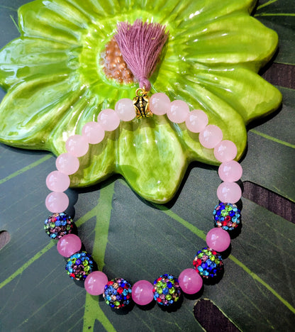 6 colors - Beaded bracelets with tassel and rhinestones