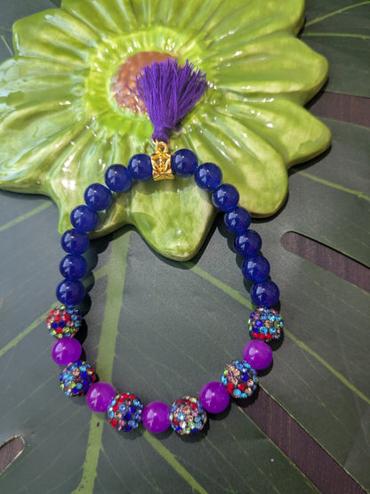 6 colors - Beaded bracelets with tassel and rhinestones