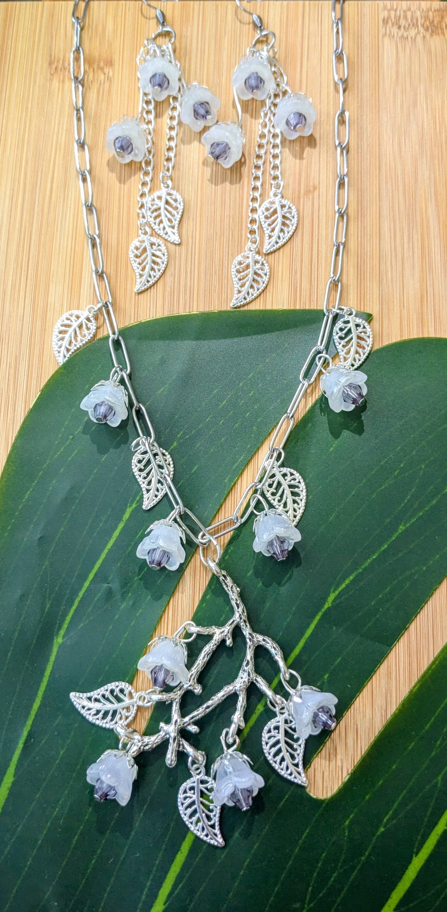 3 colors - Chain necklace and earring set