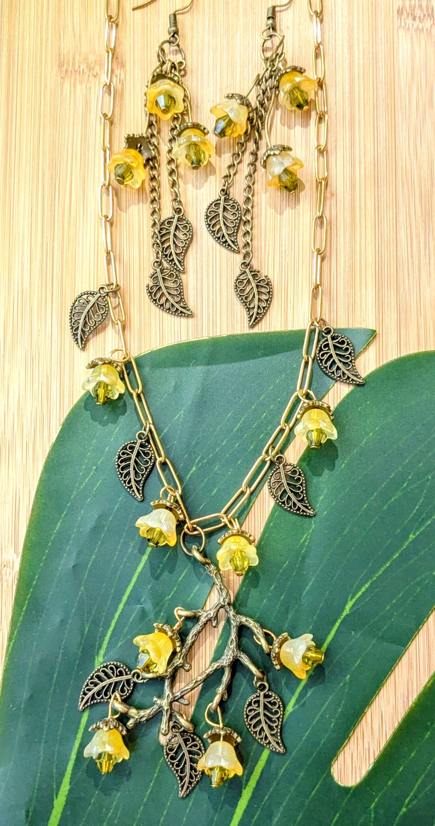 3 colors - Chain necklace and earring set