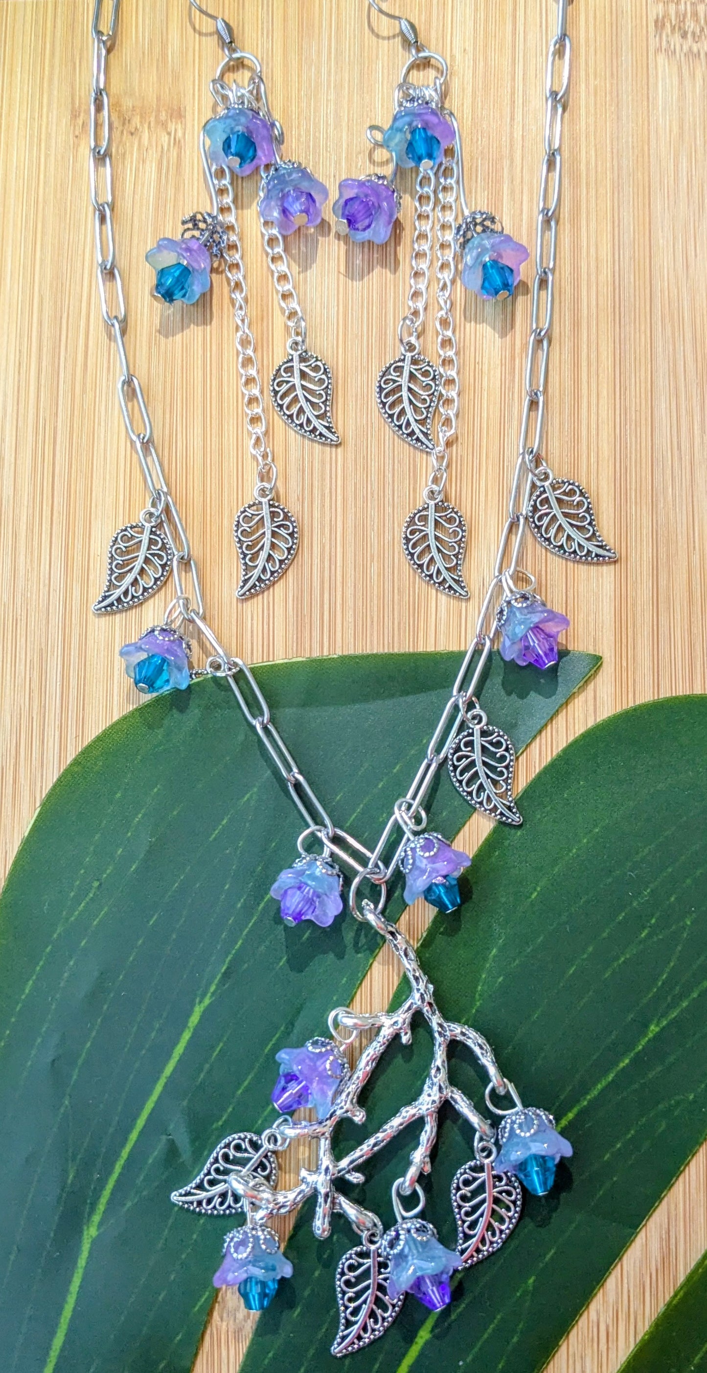 3 colors - Chain necklace and earring set