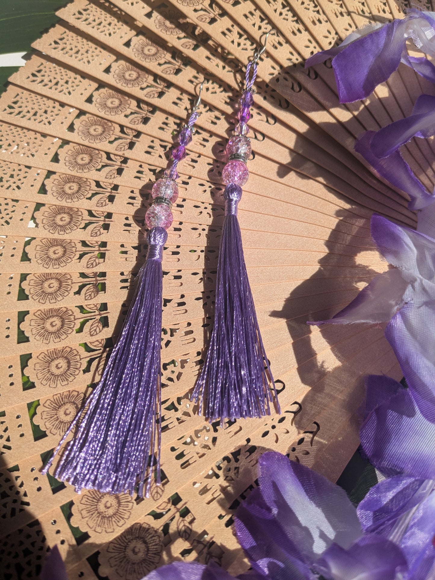 Earring with tassel and beads