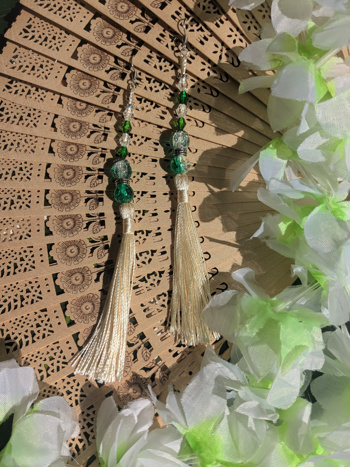 Earring with tassel and beads