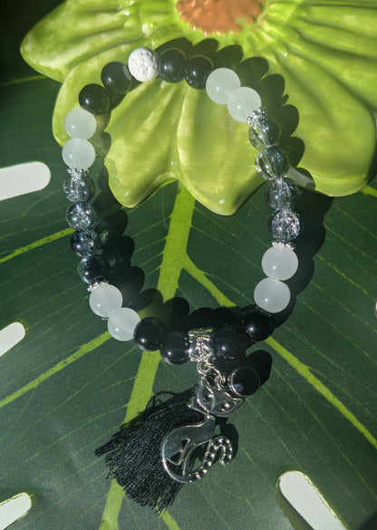 12 colors - Beaded bracelet with tassel, birth and lava stone