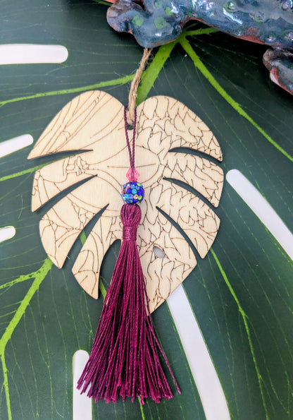 19 colors - Wooden air freshner with tassel and beads