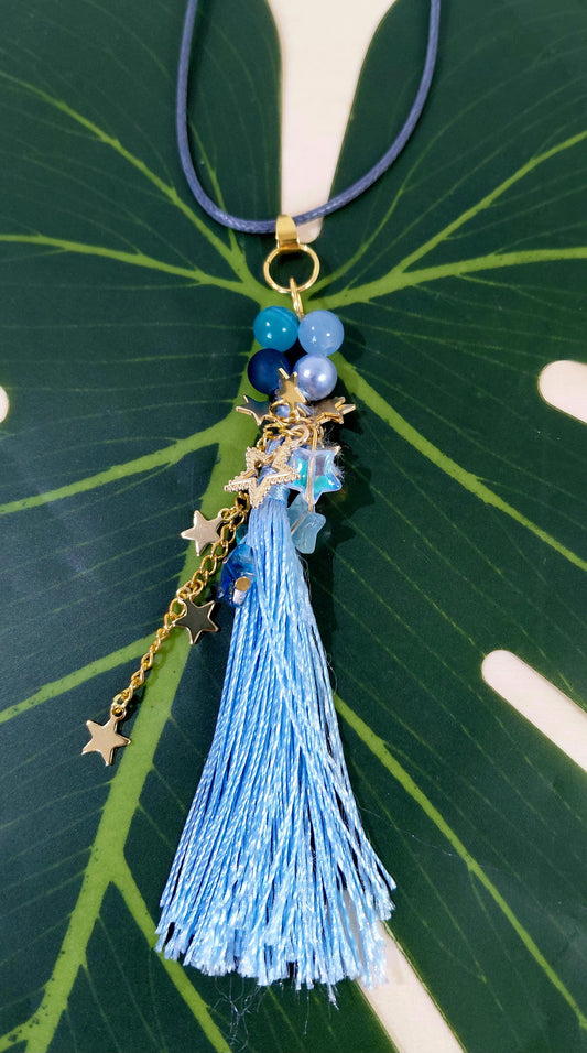 Leather Necklace with beads, charms and tassel