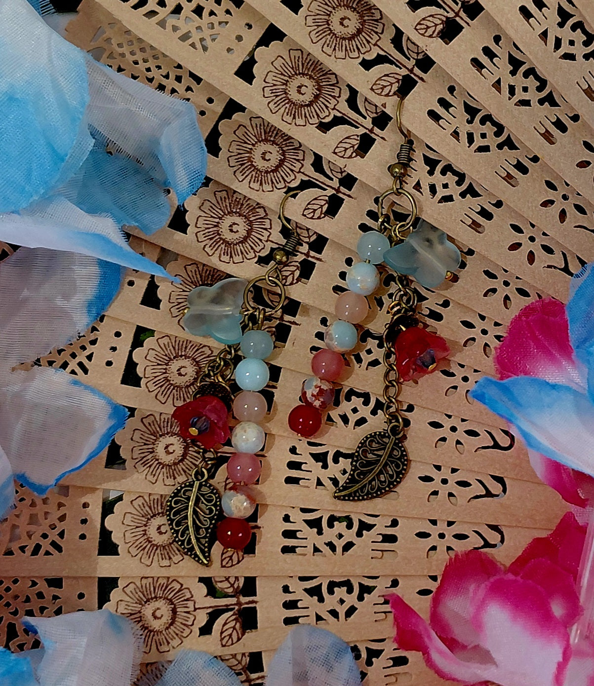 Earring with beads and charms