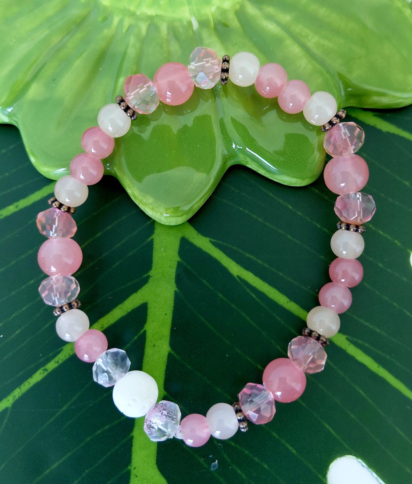 Beaded bracelet with lava rock