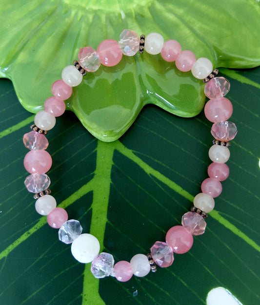 Beaded bracelet with lava rock