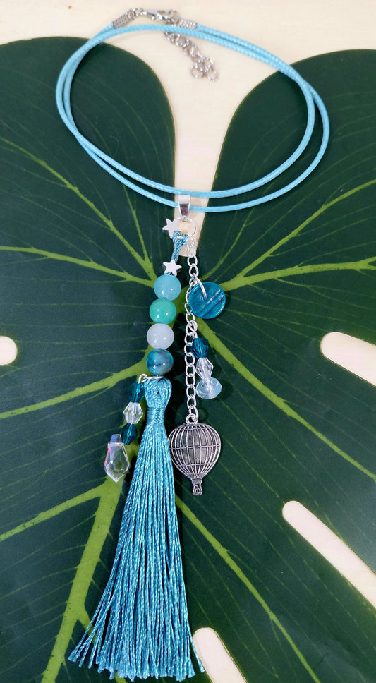 Leather Necklace with beads, charms and tassel