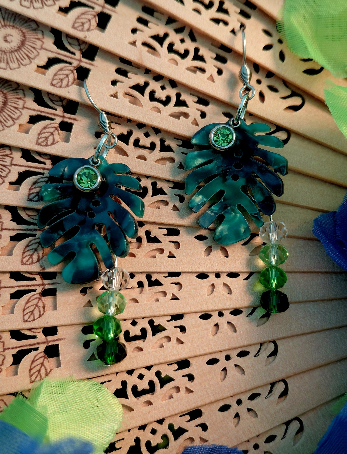 Earring with beads and birth stone