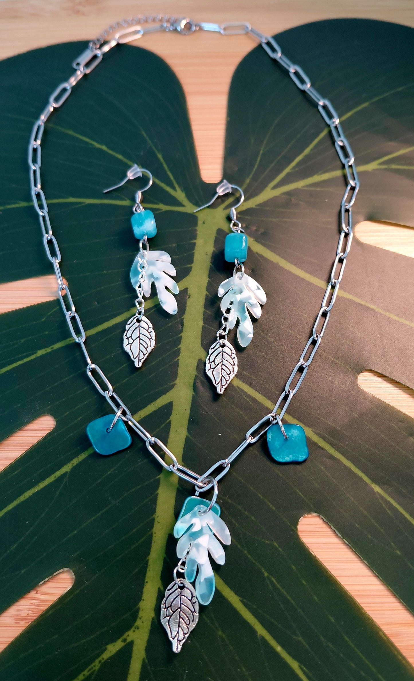 Chain necklace and earring set