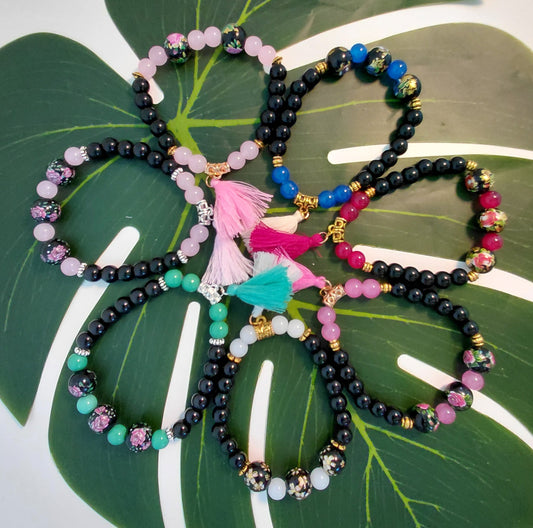 7 colors - beaded bracelet with tassel