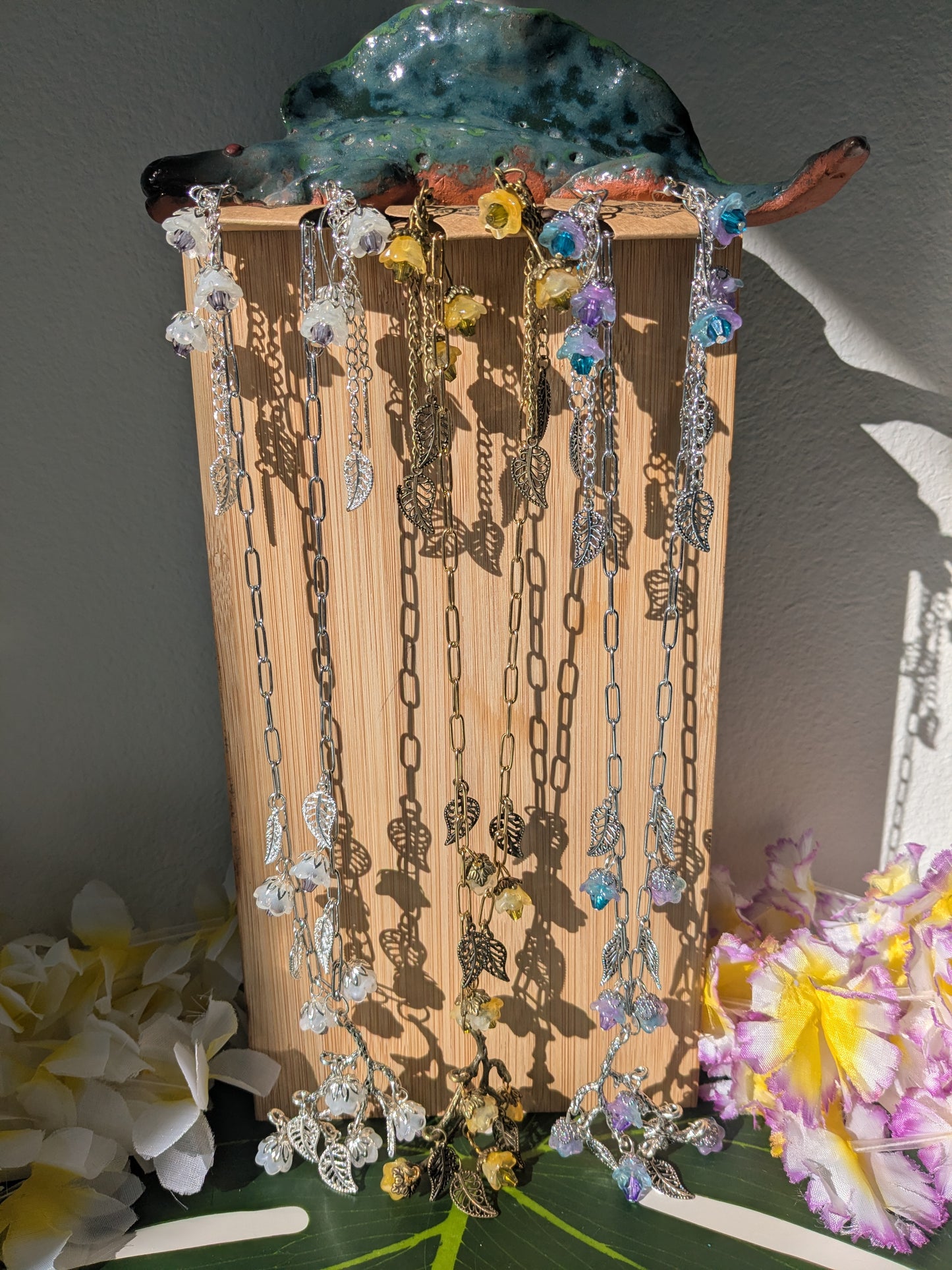 3 colors - Chain necklace and earring set